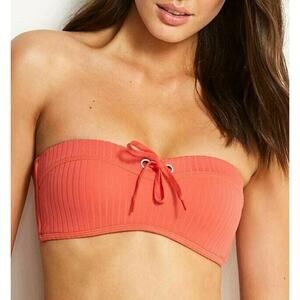 Seafolly Inka Rib Bandeau Bustier Bikini Top Spice